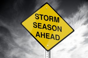 Storm season ahead road sign